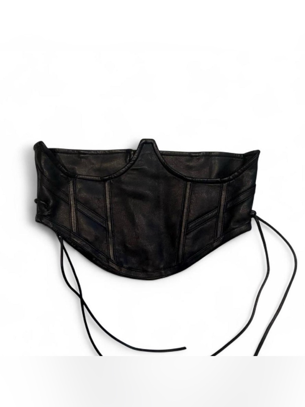 Black Faux Leather Corset Belt, Maniere De Voir, zipper